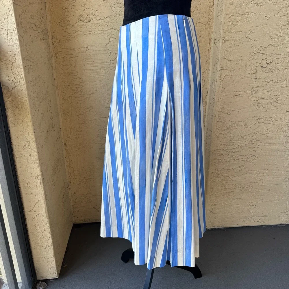 Mestiza New York Seville Midi Skirt Sz 12 Santorini Stripe Linen Blend NWT - Picture 7 of 12